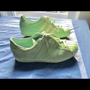 Adidas Superstars light green size 9